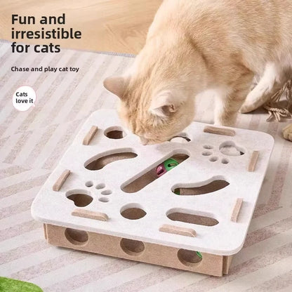 Juguete rompecabezas para gatos, caja de rompecabezas de fieltro, juguete de ejercicio para gatos con pelota, entretenimiento deportivo para interiores, juguetes de caza para gatos de interior.