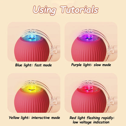 Pelota interactiva para gatos con 3 modos, bola rodante automática, juguetes con cola sintética, recargable, juguete eléctrico inteligente para mascotas, entrenamiento para gatos, imitación de ratón.