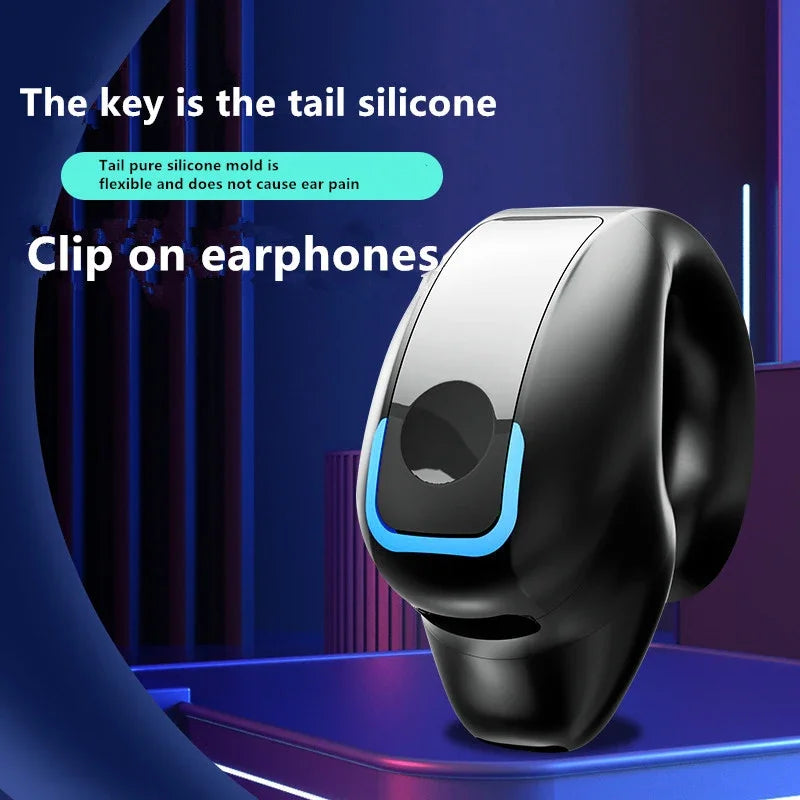 Auriculares inalámbricos Bluetooth con clip, conducción ósea, TWS de alta calidad, deportivos, con cancelación de ruido y micrófono.