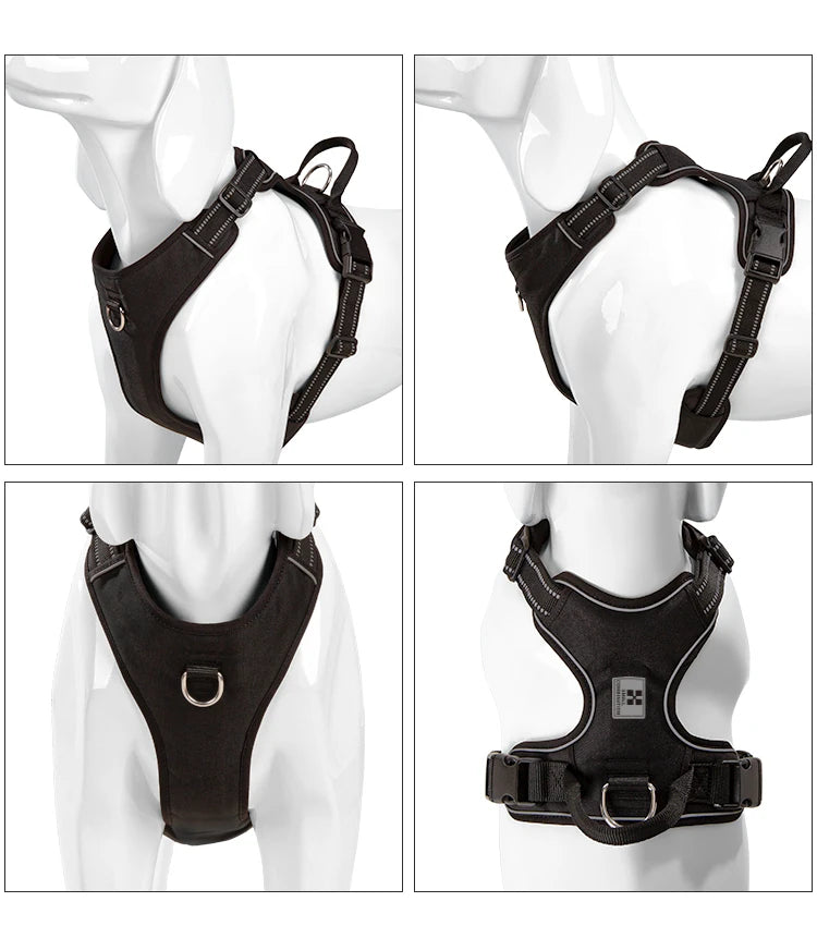 Arnés para perros PEQUEÑO COMBINADO Antitirones Reflectante Arnés de pecho ajustable para perros pequeños, medianos y grandes para paseos al aire libre