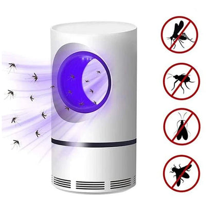 1 unidad de trampa eléctrica para moscas, mosquitos e insectos con luz LED, lámpara de control de plagas pequeñas con fuente de alimentación USB y adaptador.
